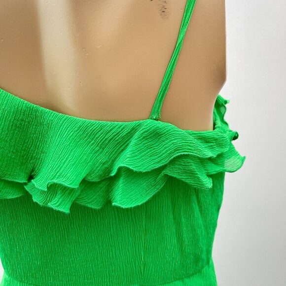 Armani Exchange Silk Green One-Shoulder Fit & Flare Ruffle Sundress Women 2 - Picture 8 of 16